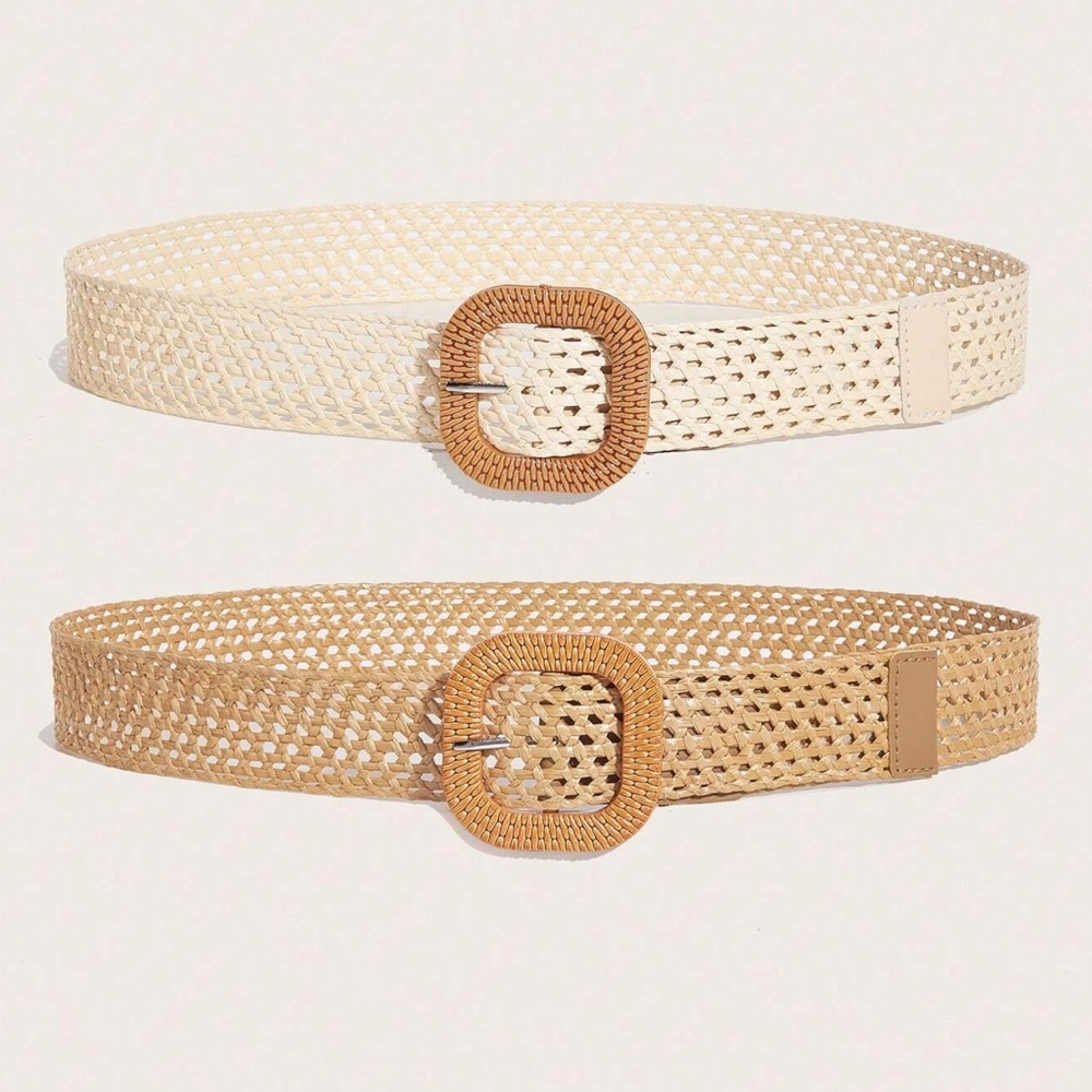 Boho Minimalist Straw Belt Set - Picture 2 of 4